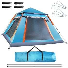 1Pc 4-5 Person Camping Tent With 2 Mosquito Nets Windows Carry Bag Waterproof 7.05x7.05x4.46ft For Hiking Climbing Adventure Fishing Fedex Shippi (Color: Blue)